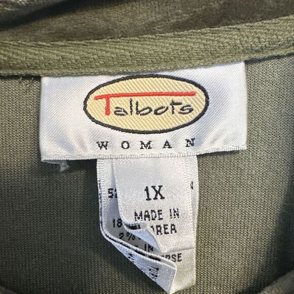 Talbots Jacket Lux Velour Jacket Full Zip Mock Neck Cozy Plus Size 1X Sage Green - Picture 3 of 8